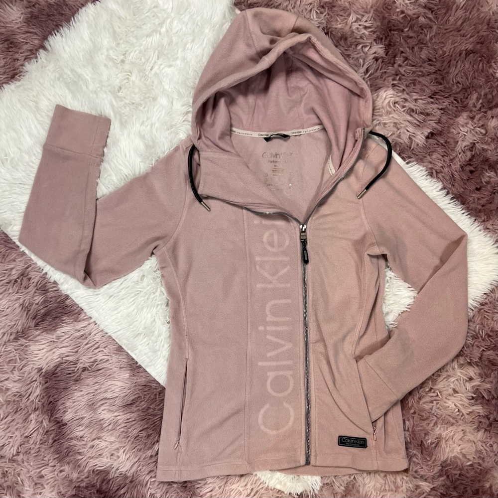 Asymmetrical Zip-Up Hooded Jacket Hoodie rose dusty mauve blush pink fleece